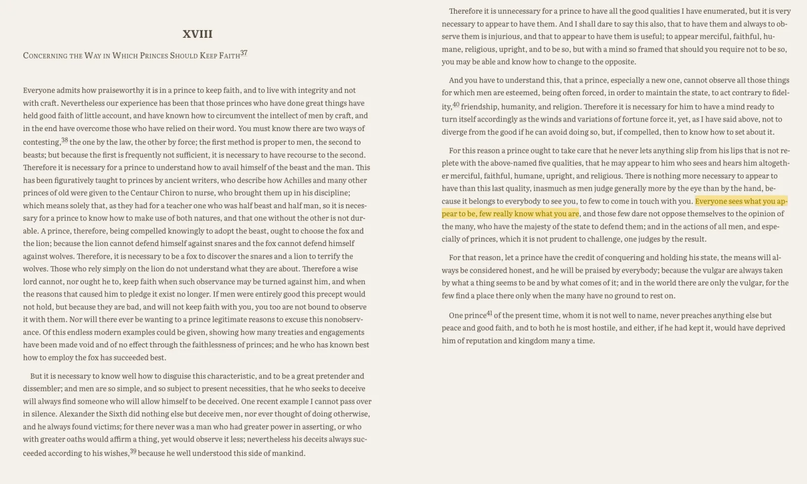 Marginalia reader showing a highlighted passage in a book